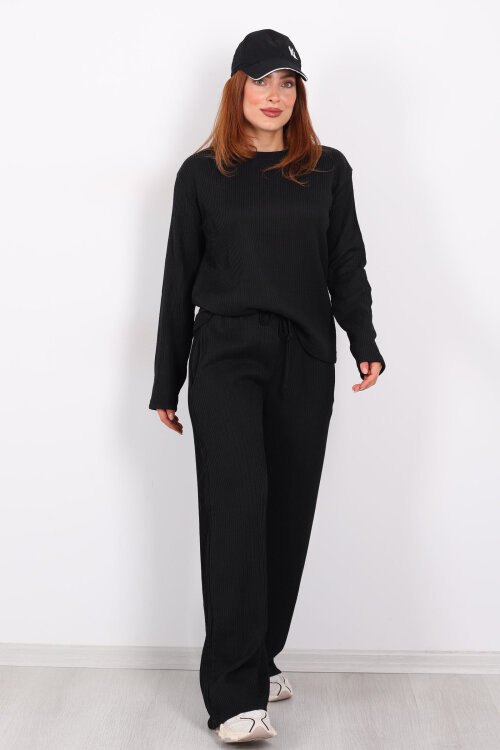 Basic Akordiyon Siyah Kadın Takım - 3