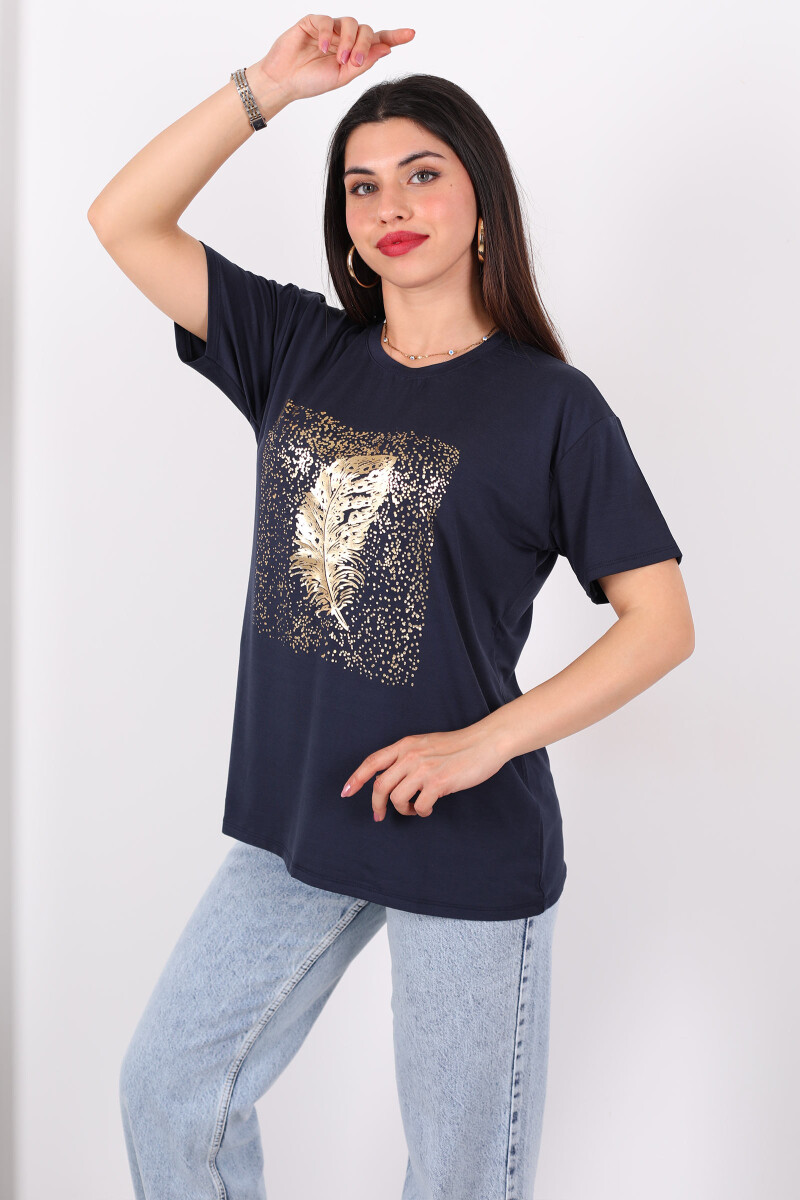 Baskılı Kısa Kol Antrasit Kadın T-Shirt - 4