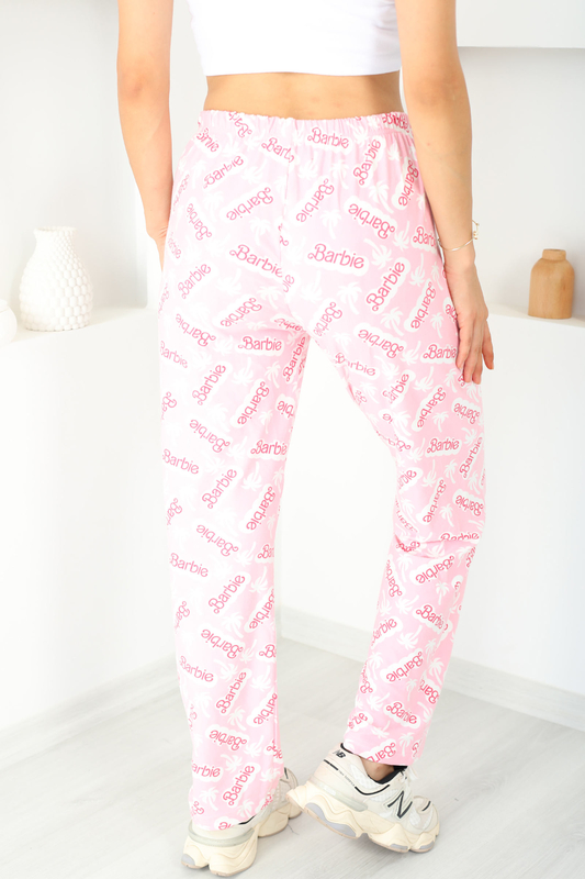 Baskılı Süet Pembe Kadın Pijama Altı - 5