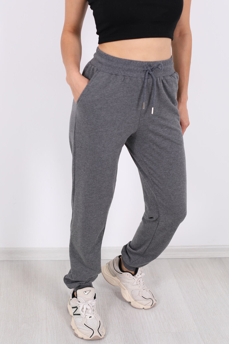 Bel Paça Lastikli Basic Antrasit Kadın Eşofman Altı - 2