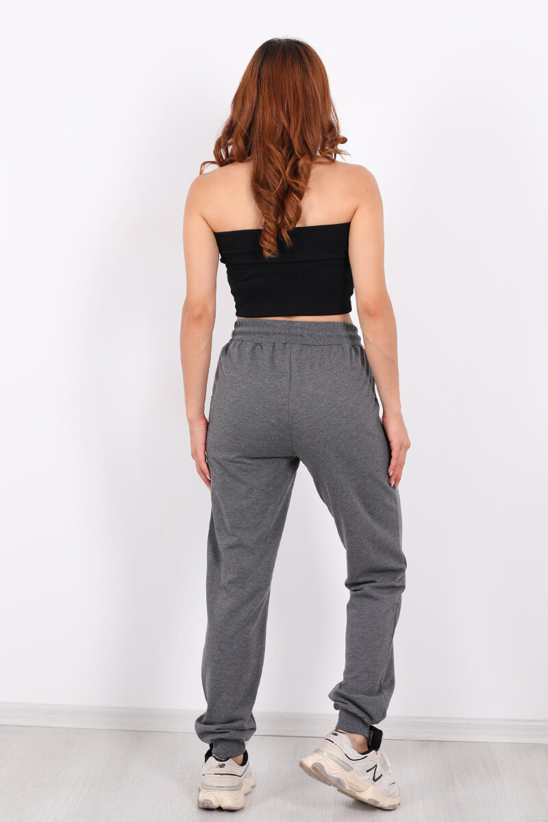 Bel Paça Lastikli Basic Antrasit Kadın Eşofman Altı - 5