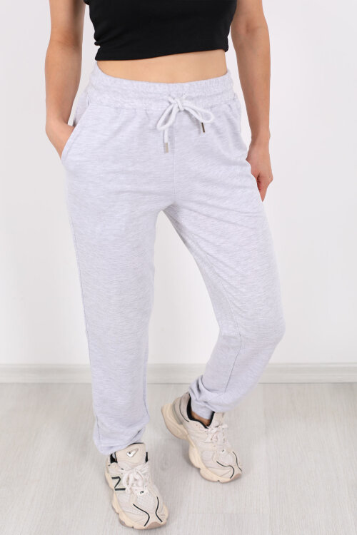 Bel Paça Lastikli Basic Gri Kadın Eşofman Altı - Berox (1)