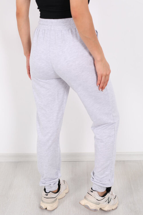 Bel Paça Lastikli Basic Gri Kadın Eşofman Altı - 4