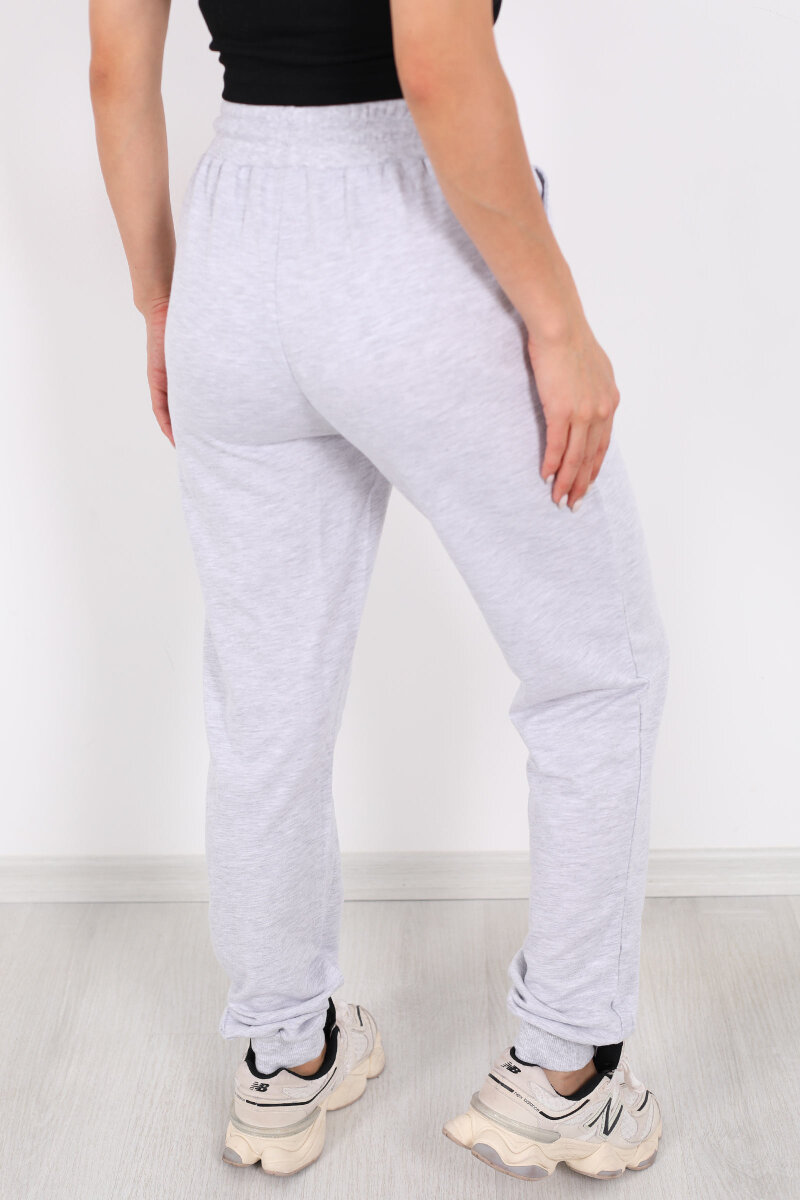 Bel Paça Lastikli Basic Gri Kadın Eşofman Altı - 4