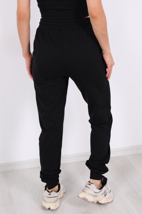 Bel Paça Lastikli Basic Siyah Kadın Eşofman Altı - 6