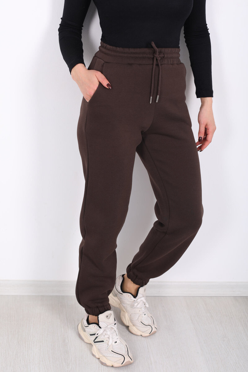 Bel Paça Lastikli Cepli Acı Kahve Kadın Eşofman Altı - 2