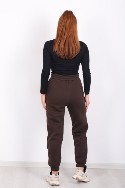 Bel Paça Lastikli Cepli Acı Kahve Kadın Eşofman Altı - 4