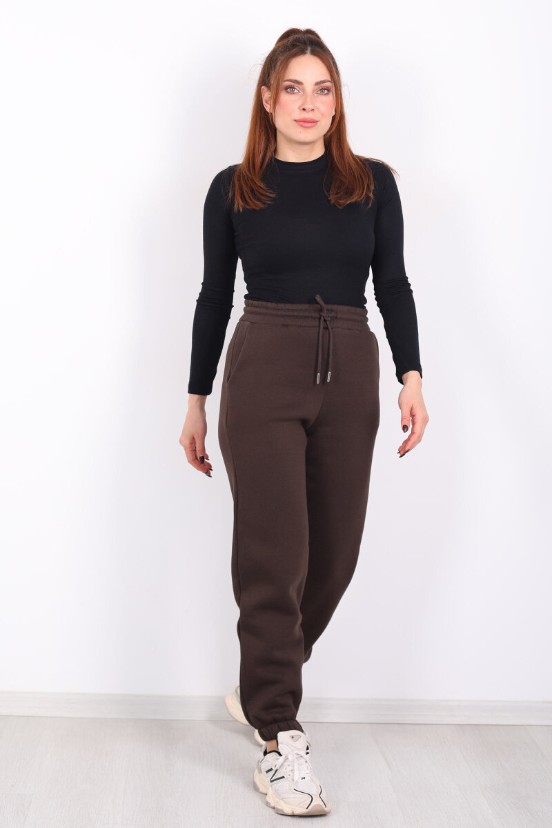 Bel Paça Lastikli Cepli Acı Kahve Kadın Eşofman Altı - 3