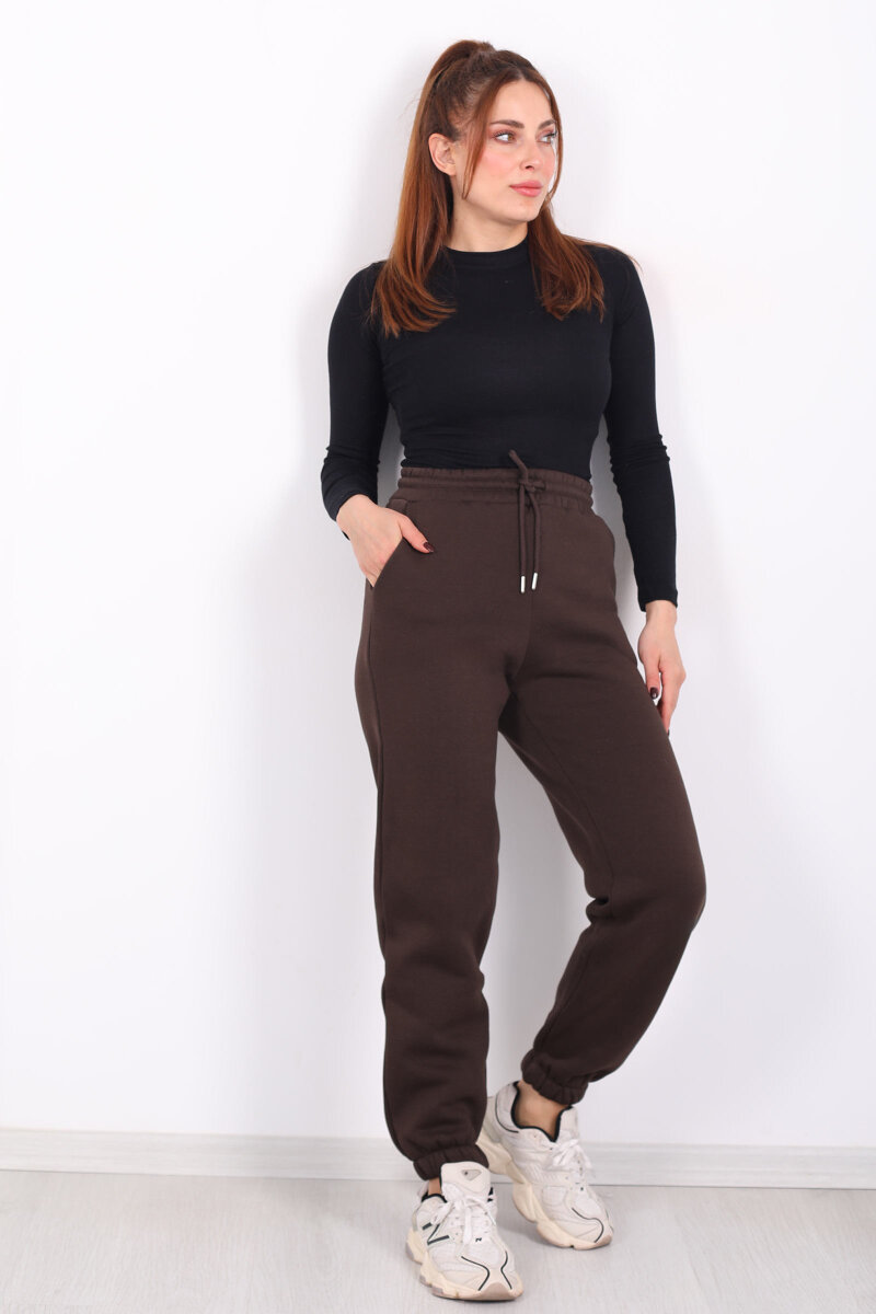 Bel Paça Lastikli Cepli Acı Kahve Kadın Eşofman Altı - 1