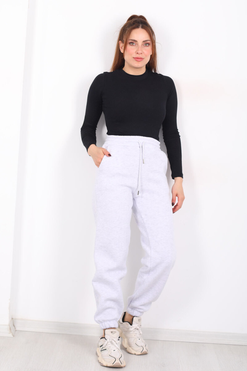 Bel Paça Lastikli Cepli Gri Kadın Eşofman Altı - 6