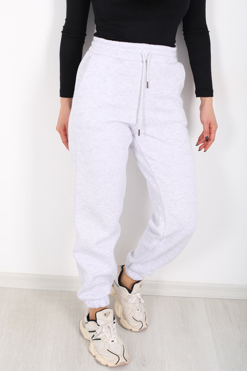 Bel Paça Lastikli Cepli Gri Kadın Eşofman Altı - 2