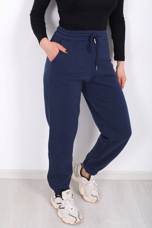 Bel Paça Lastikli Cepli Lacivert Kadın Eşofman Altı - Berox (1)