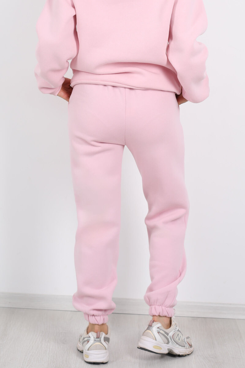 Bel Paça Lastikli Pembe Kadın Üç İplik Eşofman Altı - 5