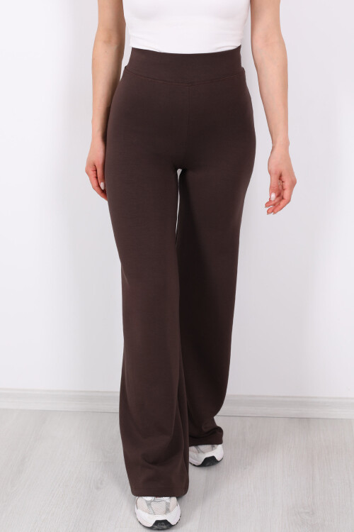 Beli Lastikli Yüksek Bel Acı Kahve Kadın Modal Pantolon - 2