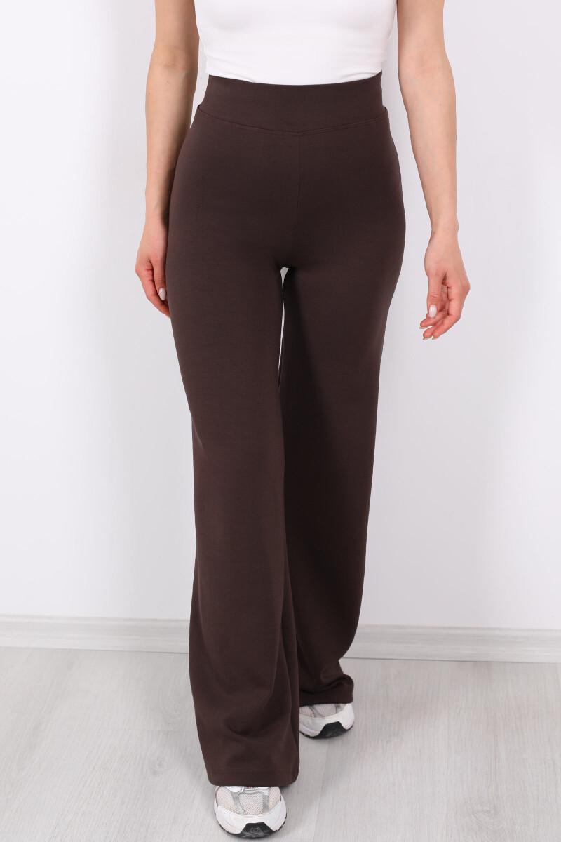 Beli Lastikli Yüksek Bel Acı Kahve Kadın Modal Pantolon - 2