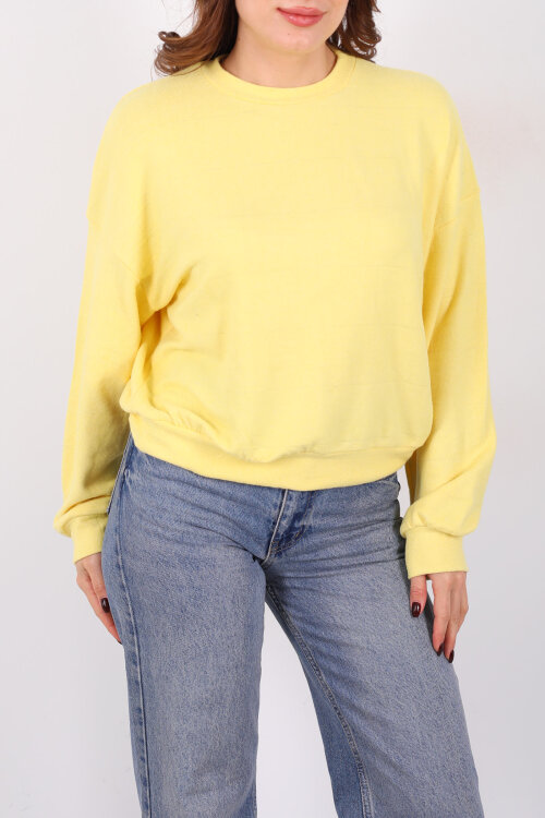 Beli Lastikli Bisiklet Yaka Sarı Kadın Bluz - Berox (1)