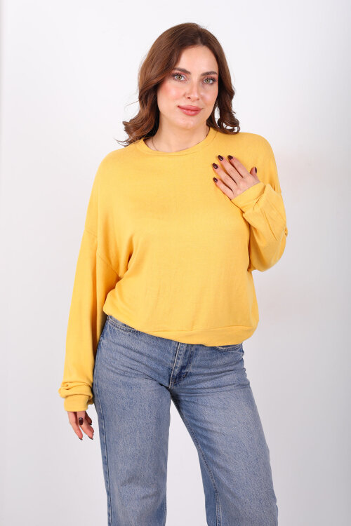 Beli Lastikli Bisiklet Yaka Turuncu Kadın Bluz - 3