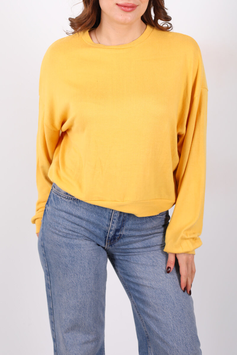 Beli Lastikli Bisiklet Yaka Turuncu Kadın Bluz - 2