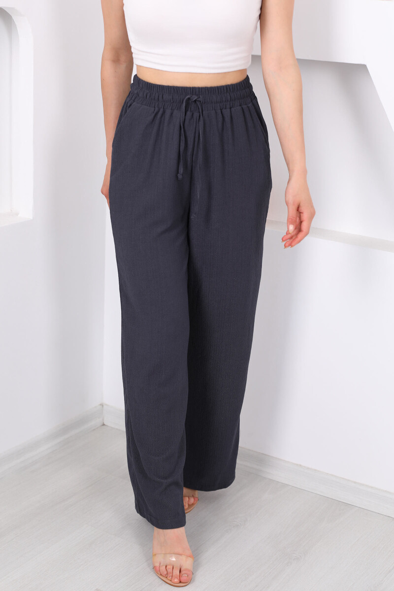 Beli Lastikli Bol Paça Füme Kadın Bürümcük Pantolon - 2