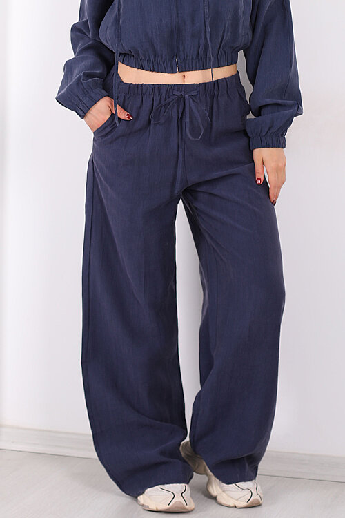 Beli Lastikli Bol Paça Marin Kadın Tencel Pantolon - Berox (1)