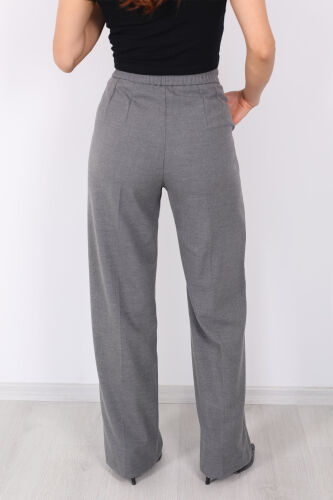 Beli Lastikli Boru Paça Antrasit Kadın Kumaş Pantolon - 4