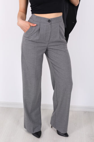 Beli Lastikli Boru Paça Antrasit Kadın Kumaş Pantolon - Berox (1)