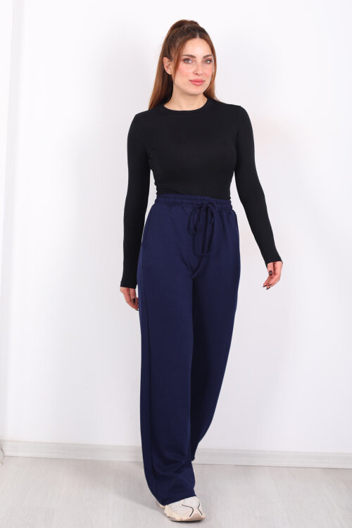 Beli Lastikli Cepli Lacivert Kadın Modal Pantolon - 5