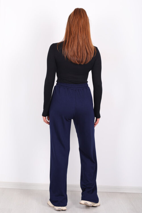 Beli Lastikli Cepli Lacivert Kadın Modal Pantolon - 4