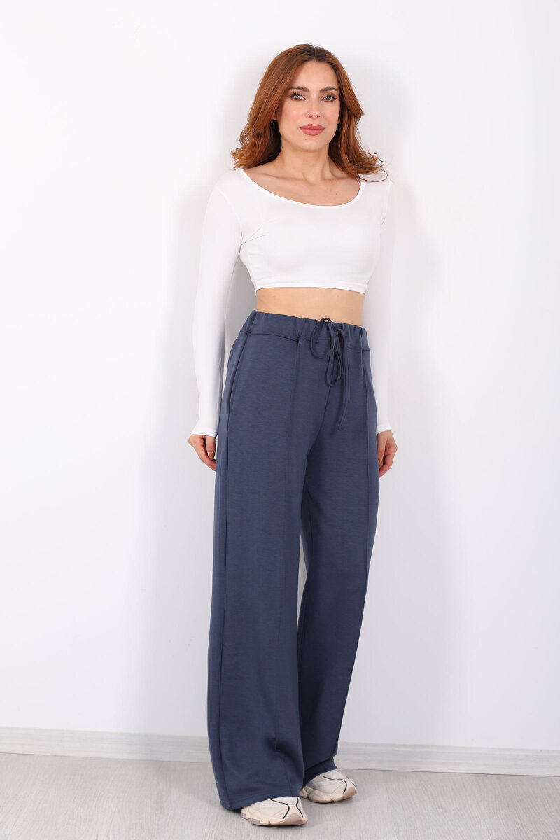 Beli Lastikli Çimalı Kadın Füme Pantolon - 5