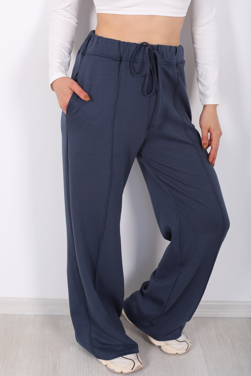 Beli Lastikli Çimalı Kadın Füme Pantolon - 2