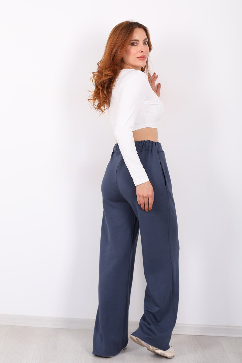 Beli Lastikli Çimalı Kadın Füme Pantolon - 4