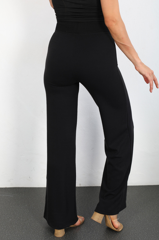 Beli Lastikli Çimalı Siyah Kadın Full Likralı Pantolon - 5