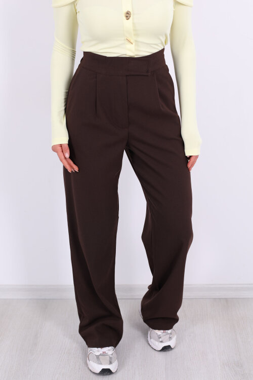 Beli Lastikli Cırtlı Acı Kahve Kadın Pantolon - Berox (1)