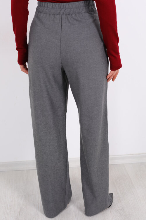 Beli Lastikli Cırtlı Füme Kadın Pantolon - 5