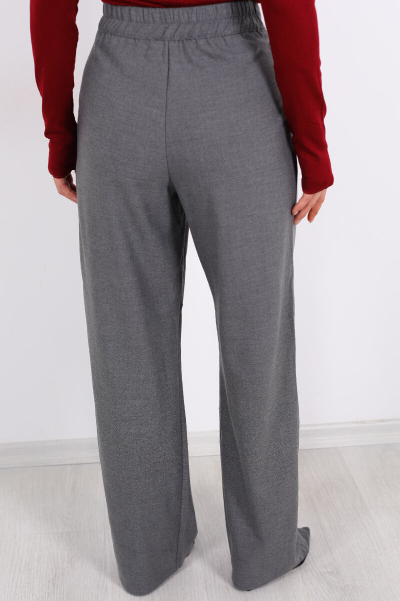 Beli Lastikli Cırtlı Füme Kadın Pantolon - 5