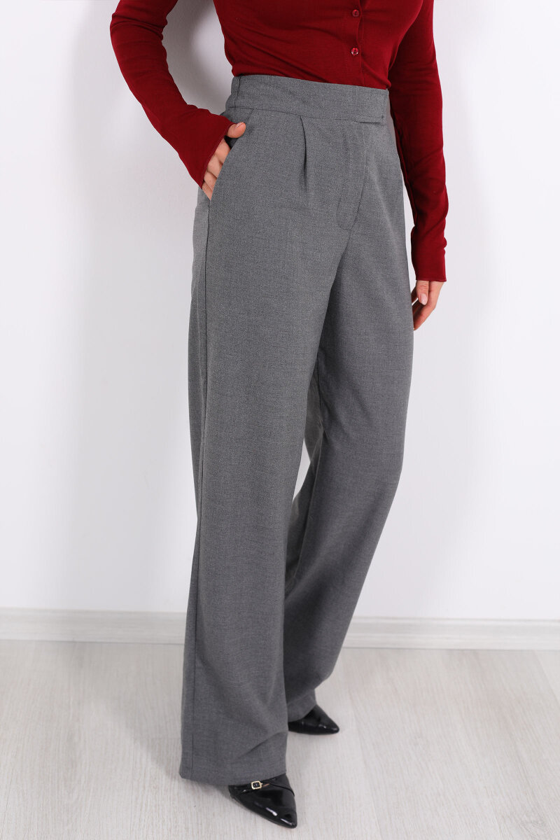 Beli Lastikli Cırtlı Füme Kadın Pantolon - 2