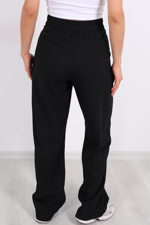 Beli Lastikli Cırtlı Siyah Kadın Pantolon - 5