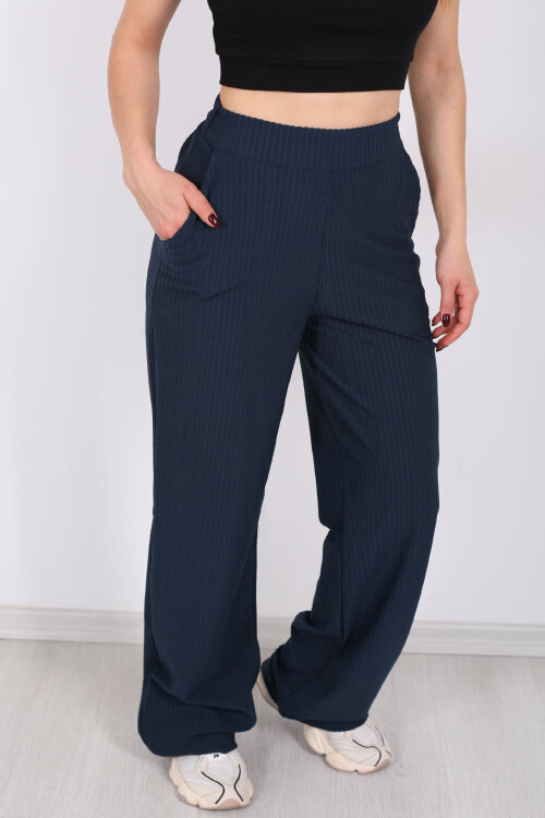 Beli Lastikli Dokuma Marin Kadın Palazzo Pantolon - Berox (1)