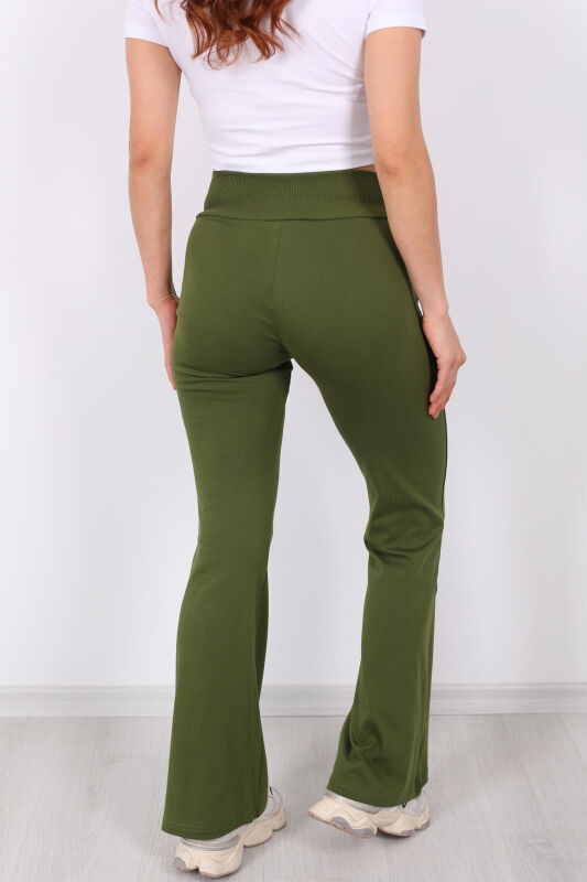 Beli Lastikli İspanyol Paça Haki Kadın Tayt Pantolon - 6