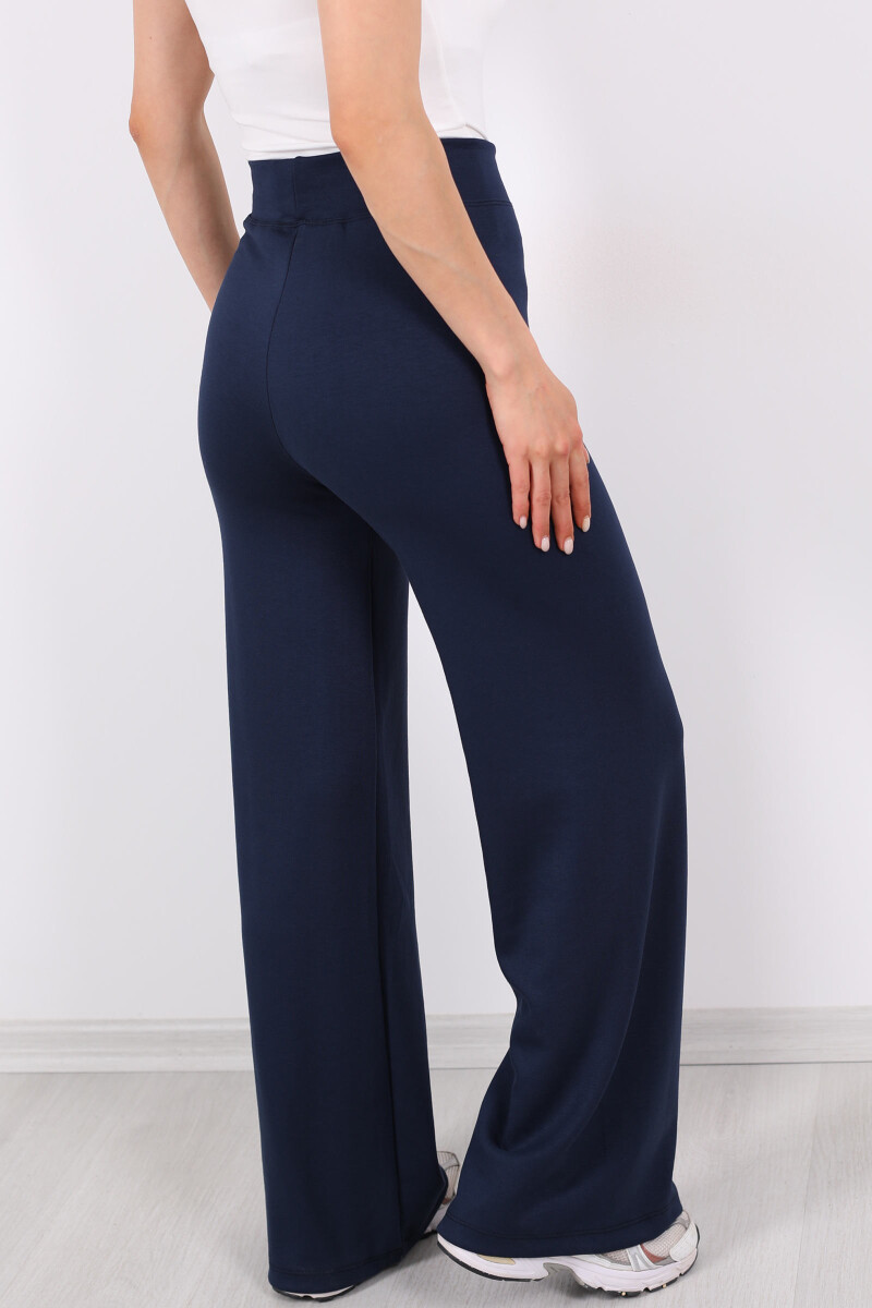 Beli Lastikli Yüksek Bel Lacivert Kadın Modal Pantolon - 4