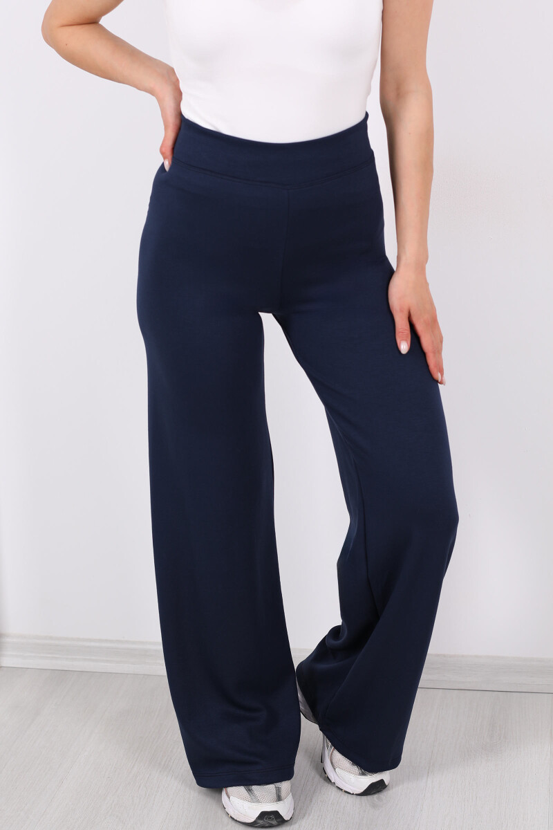 Beli Lastikli Yüksek Bel Lacivert Kadın Modal Pantolon - 2