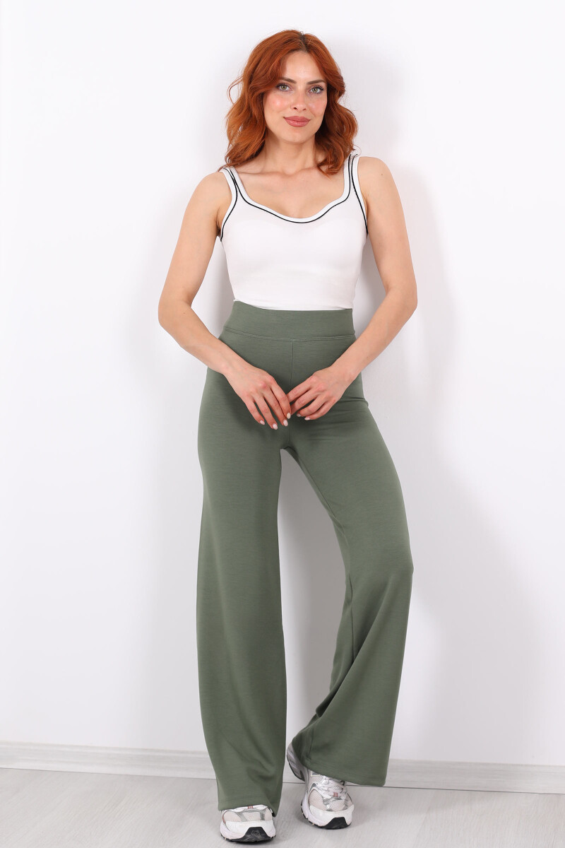 Beli Lastikli Yüksek Bel Mint Yeşili Kadın Modal Pantolon - 3