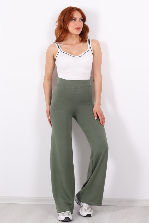 Beli Lastikli Yüksek Bel Mint Yeşili Kadın Modal Pantolon 