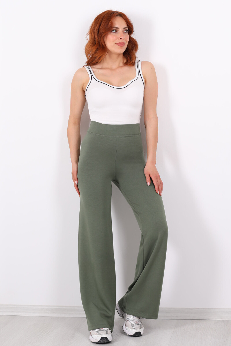 Beli Lastikli Yüksek Bel Mint Yeşili Kadın Modal Pantolon - 1