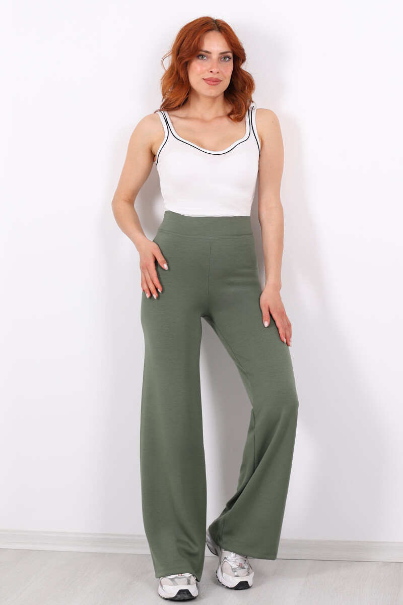 Beli Lastikli Yüksek Bel Mint Yeşili Kadın Modal Pantolon - 5