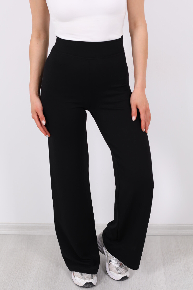 Beli Lastikli Yüksek Bel Siyah Kadın Modal Pantolon - 2