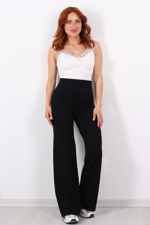 Beli Lastikli Yüksek Bel Siyah Kadın Modal Pantolon - 3