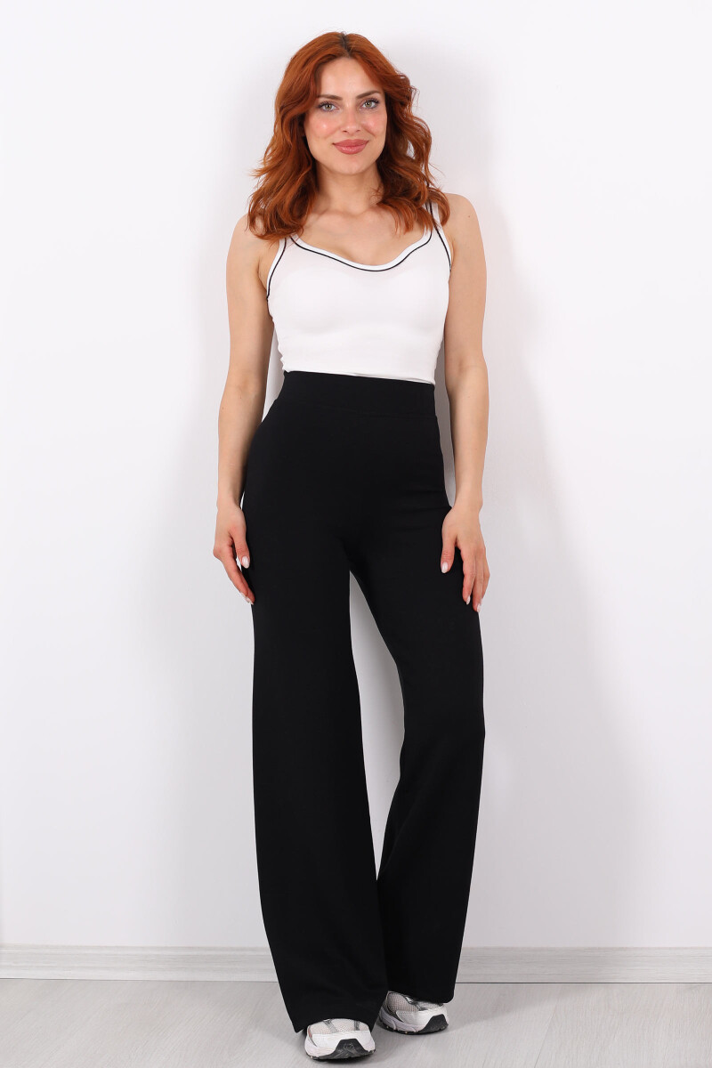 Beli Lastikli Yüksek Bel Siyah Kadın Modal Pantolon - 3