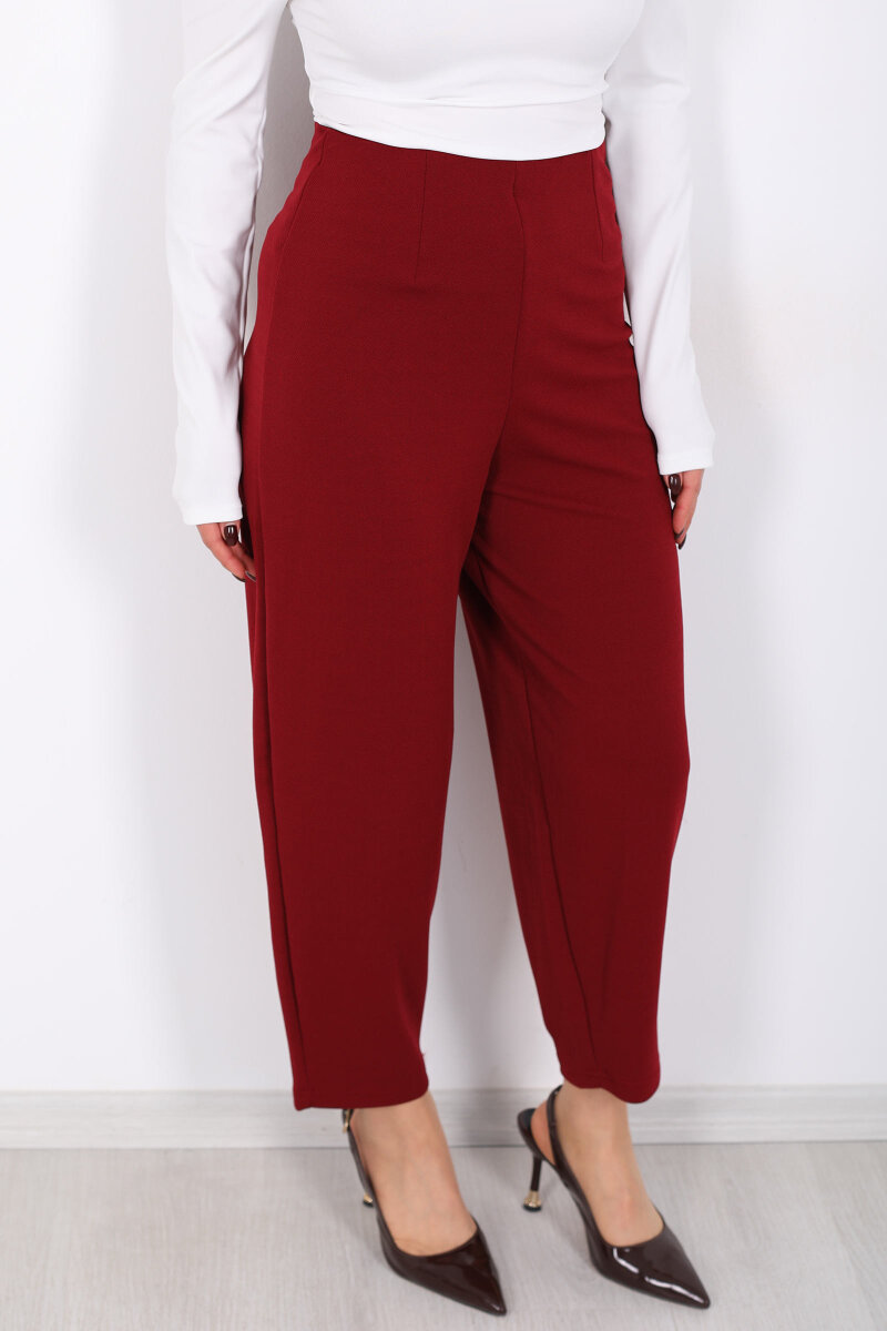 Beli Pensli Balon Bordo Kadın Krep Pantolon - 2