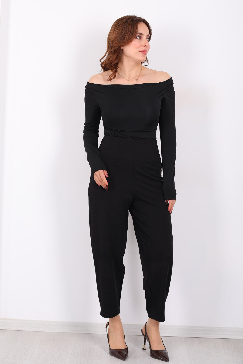 Beli Pensli Balon Siyah Kadın Krep Pantolon - 1